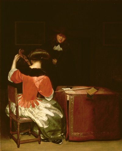Muziekles door Gerard ter Borch